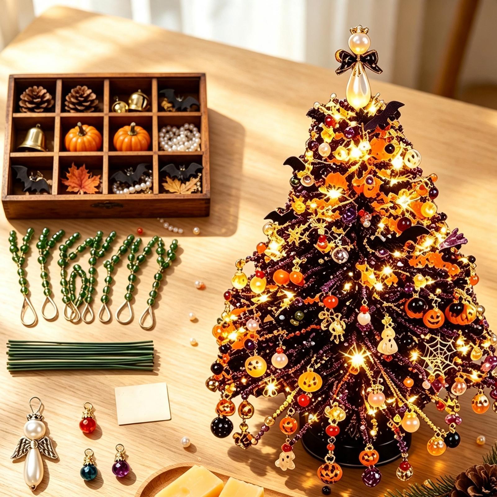 Art Craft Christmas Tree - ビーズで作るクリスマスツリーキット。きらびやかな装飾が施された、お祭り気分を盛り上げるテーマ。作り方の説明書付き。プロやクリスマス愛好家向けのミニクリスマスツリーのビーズアート。