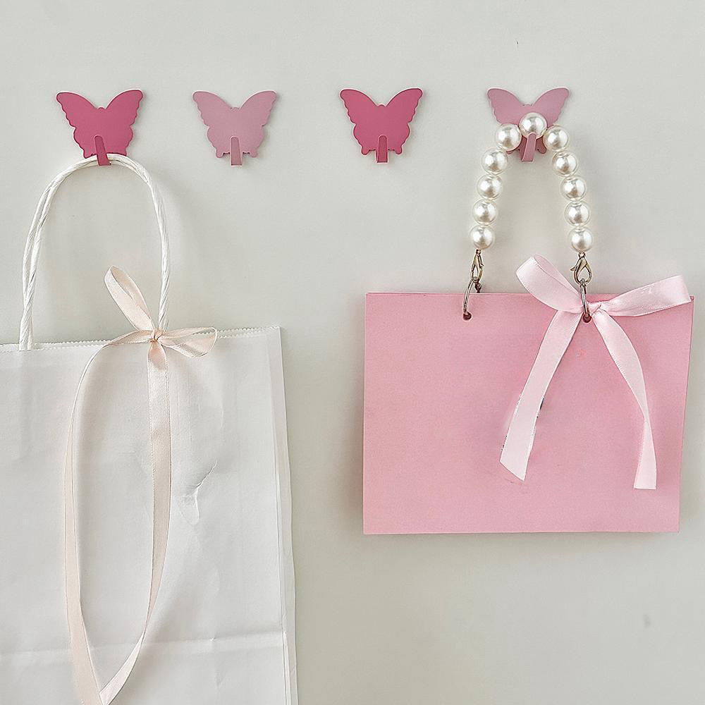 Art Craft Butterfly - 3PC ピンク白蝶の形の金属多目的フックかわいい女の子の寝室の壁粘着フックキーマスクオーガナイザールーム装飾 ﻿
