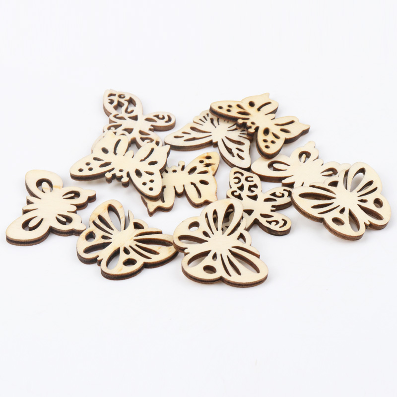 Art Craft Butterfly - ネイチュアルバタフライパターン木製スクラップブッキングアートコレクション手作りアクセサリー縫製家の装飾用クラフト30mm20pcs mz168