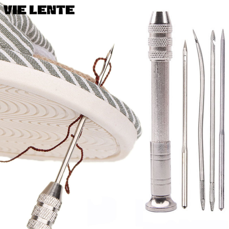 Leather Tooling Kit - レザーソーイングキット,靴修理ツール,交換可能な多機能キット,パンチ,日曜大工の革職人技,5個