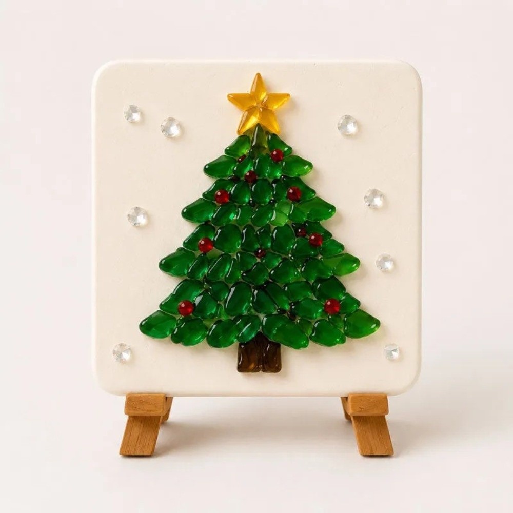 Art Craft Christmas Tree - クリスマスモザイクDIYアートキット 15cm クリスマスクラフト 手作りセット 木と雪だるま