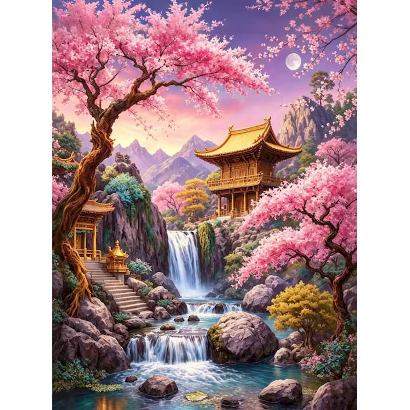 Art Craft Ideas For Adults - GATYZTORY 数字で描く絵 大人向けクラフト DIYアイデア パビリオンの風景 アクリル絵の具