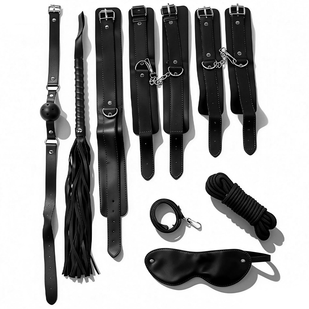 Leather Tooling Kit - SMパーティーセット 大人用セックス玩具 拘束用手錠 奴隷用具 セクシーな手首から足首までのカフス 足を開く手用玩具