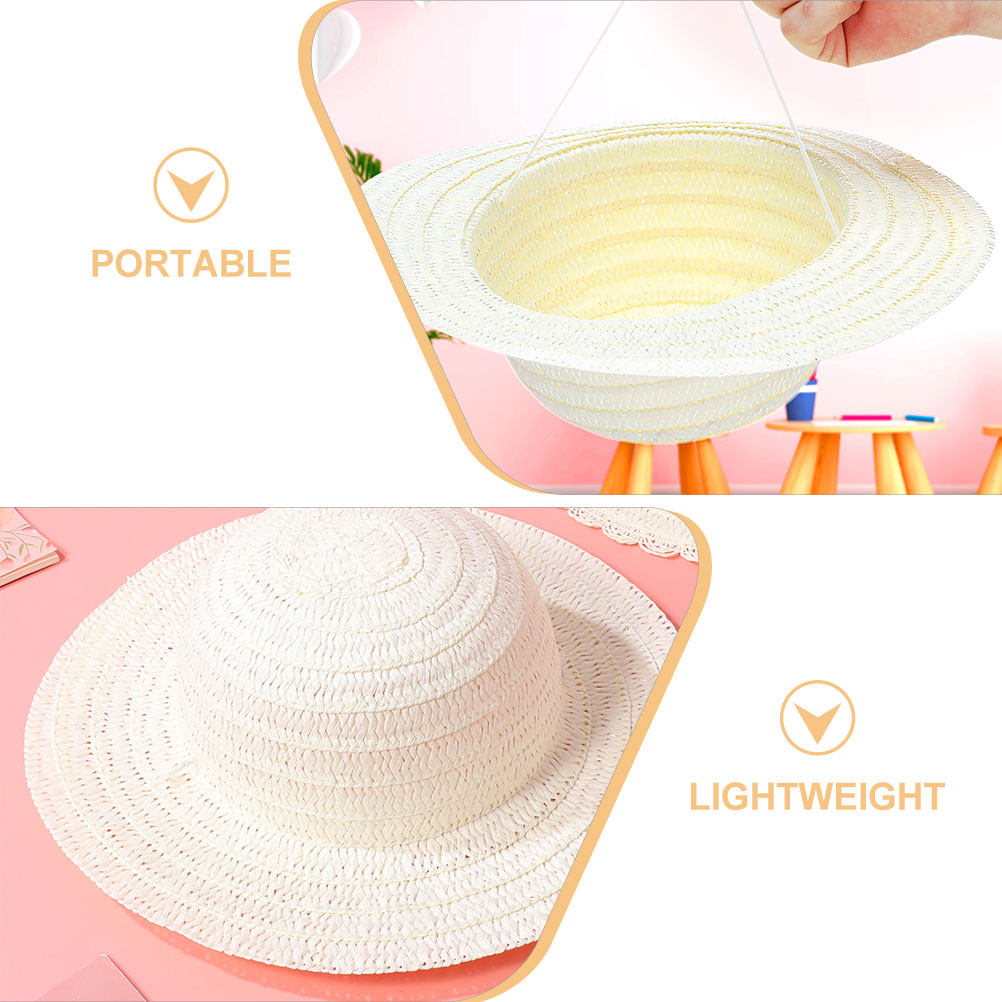 8個入り、白いDIYキッズ用麦わら帽子。絵を描いたり、デコレ - Art Craft Activity のレビューと価格