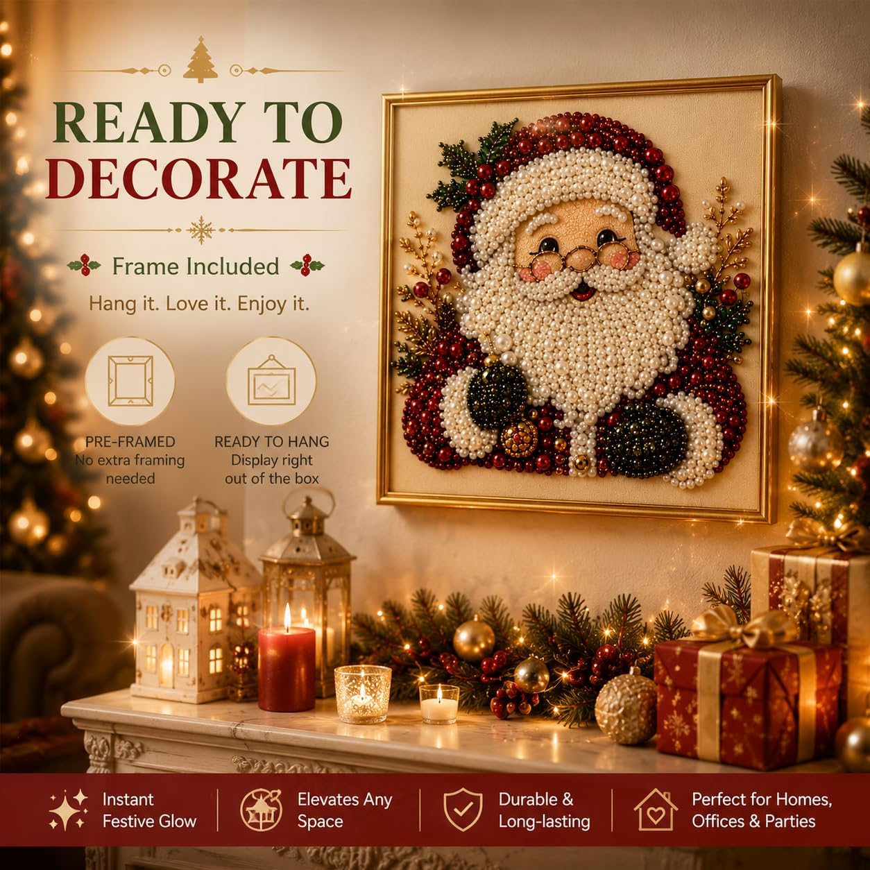 クリスマス・パール・ダイヤモンド・ペインティングDIYキット - Art Craft Christmas Tree のレビューと価格