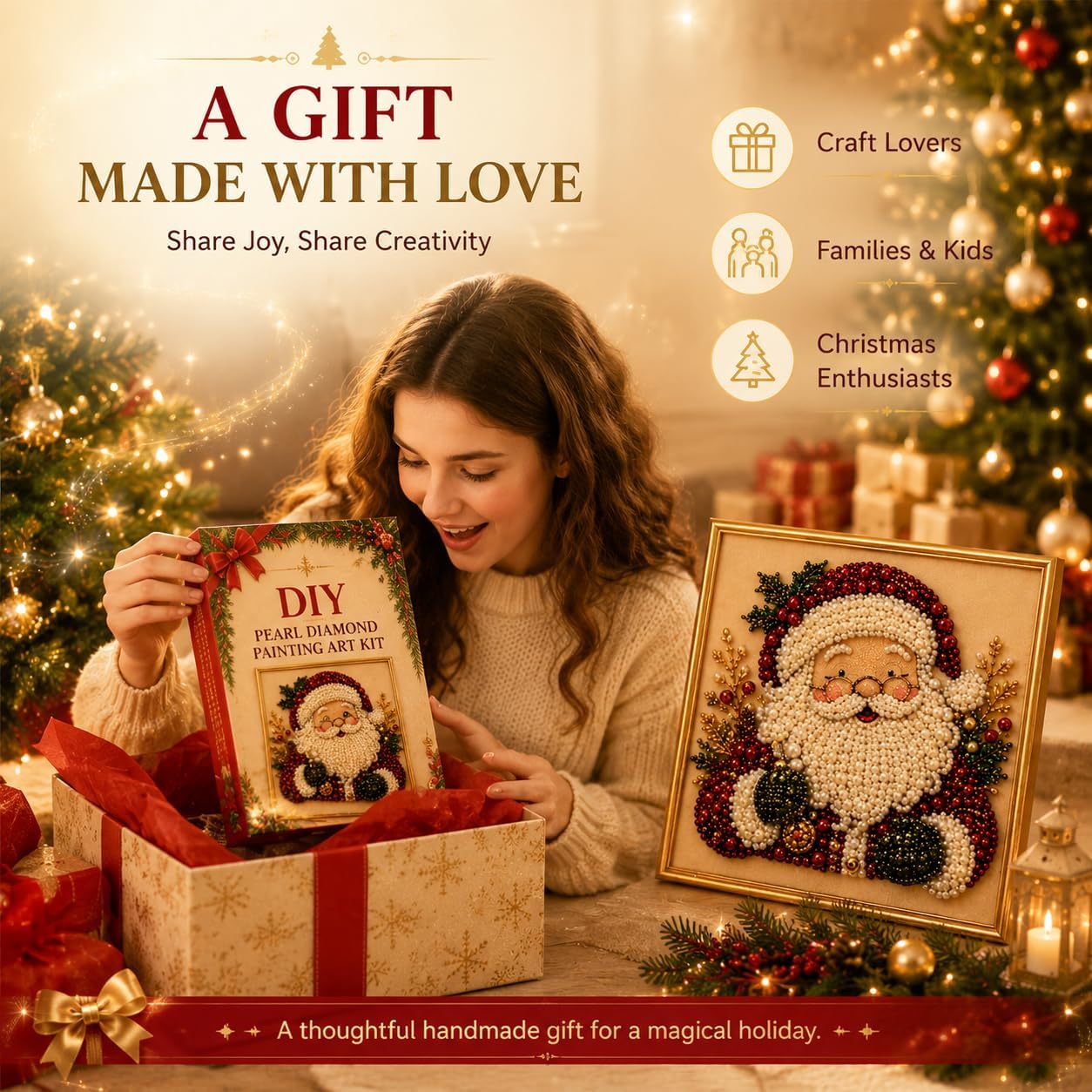 クリスマス・パール・ダイヤモンド・ペインティングDIYキット - Art Craft Christmas Tree のレビューと価格