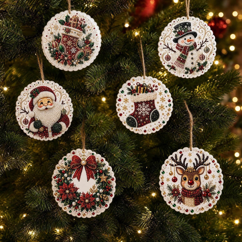 6個入り DIY ダイヤモンドアートペイント クリスマス ア - Art Craft Christmas Tree のレビューと価格