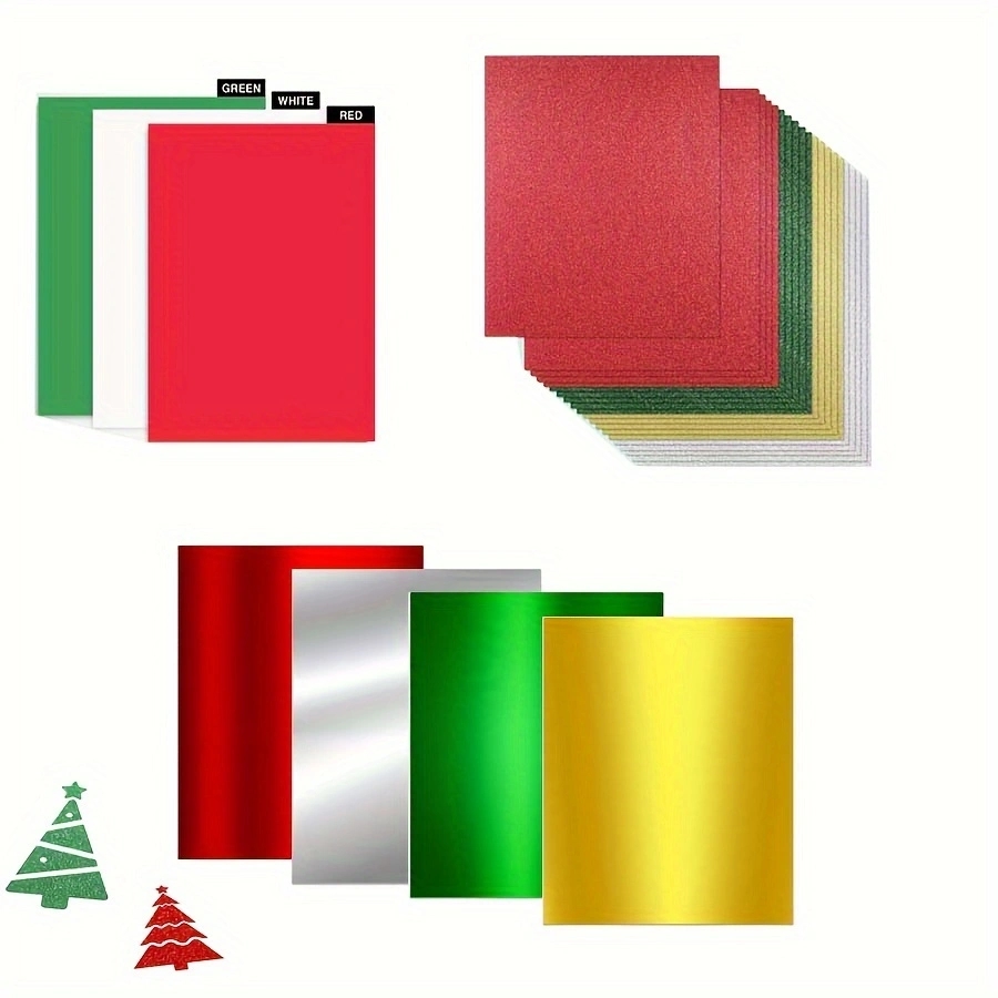 クリスマススタイルのDIYカードストック、赤、緑、キラキラ、 - Art And Craft Recycle のレビューと価格