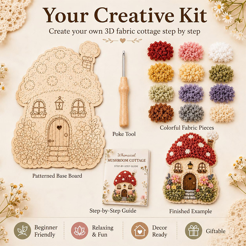 3Dマッシュルームハウス ポケアート DIYキット 布製パン - Art Craft Activity のレビューと価格