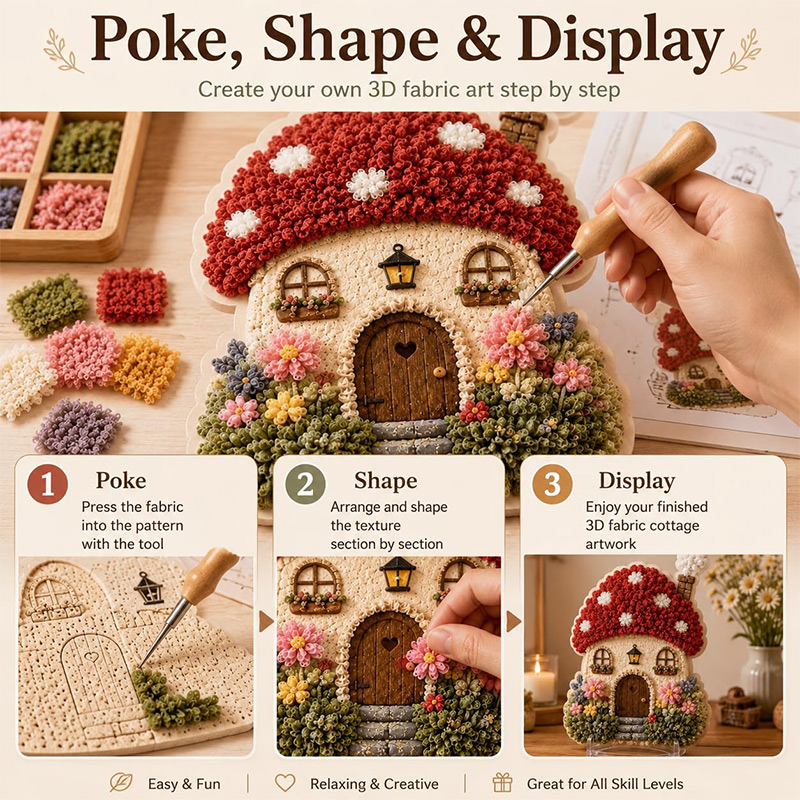 3Dマッシュルームハウス ポケアート DIYキット 布製パン - Art Craft Activity のレビューと価格