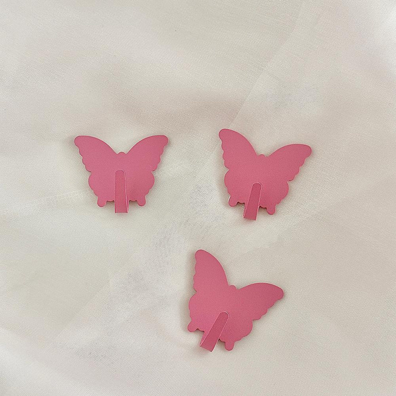 3PC ピンク白蝶の形の金属多目的フックかわいい女の子の寝室 - Art Craft Butterfly のレビューと価格