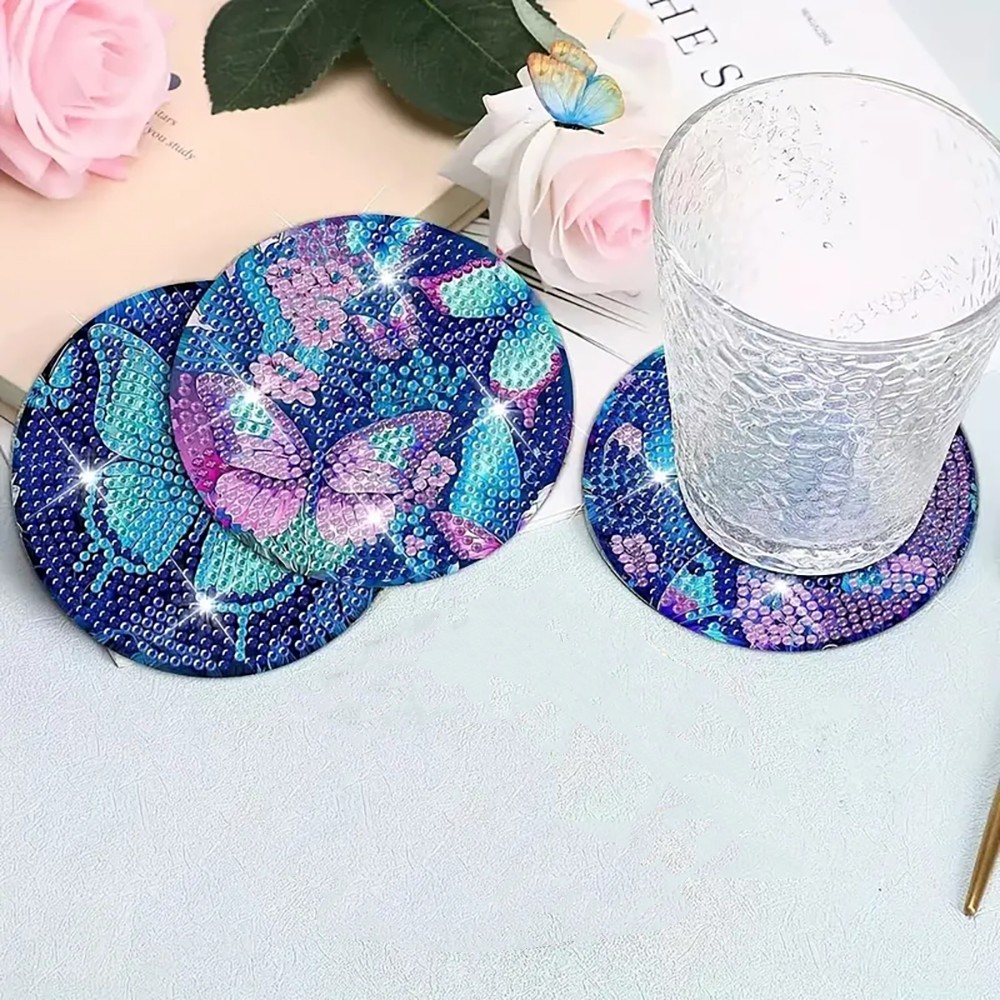 8個のダイヤモンドアートペインティングコースター（ブラケット - Art Craft Butterfly のレビューと価格
