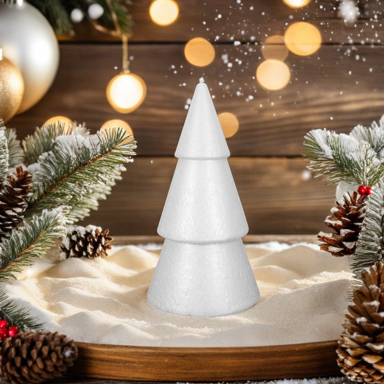 クリスマスツリー用フォームコーン6個入り。白いポリスチレン製 - Art Craft Christmas Tree のレビューと価格