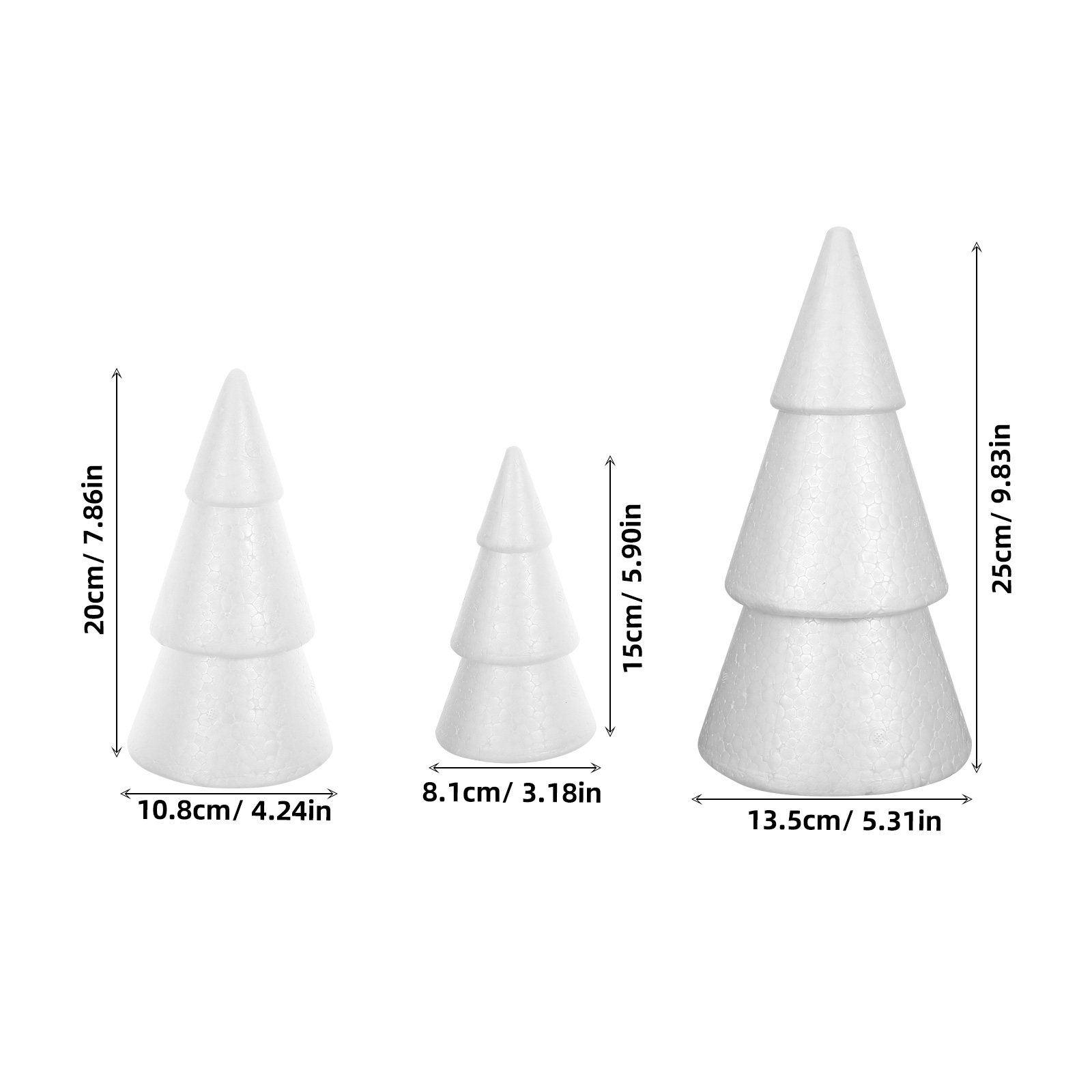 クリスマスツリー用フォームコーン6個入り。白いポリスチレン製 - Art Craft Christmas Tree のレビューと価格