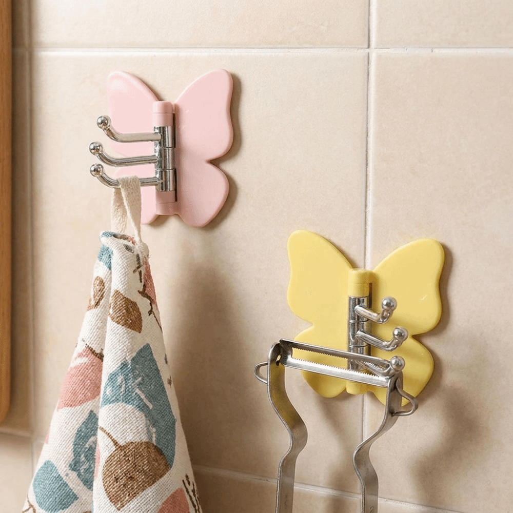 4個入り プラスチック製回転式バタフライウォールフック 粘着 - Art Craft Butterfly のレビューと価格
