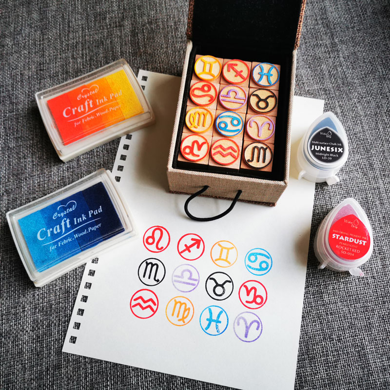 12の星座木製書道シール、DIYギフト、スタンピングインクパ - Stamping Ink Pad のレビューと価格