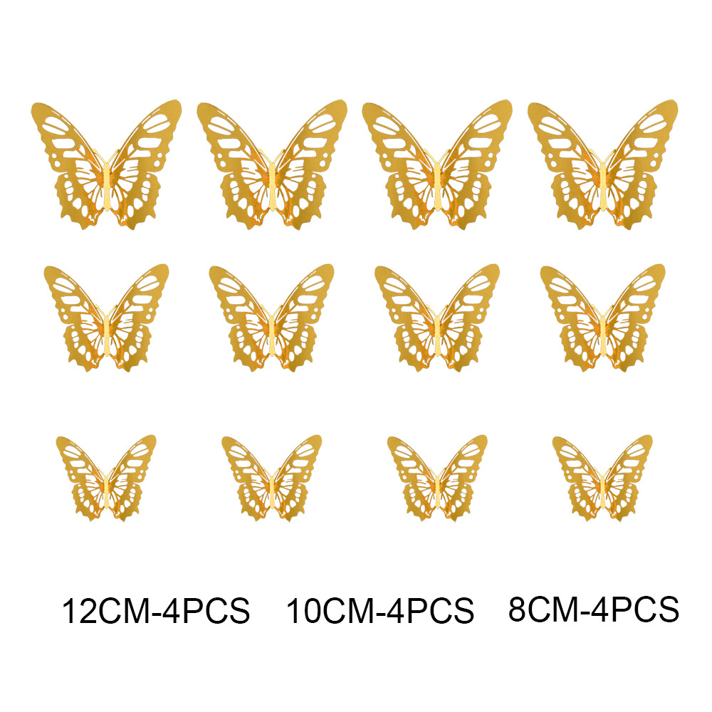 12個入り 3D蝶々ウォールデコレーション 3サイズ ゴール - Art Craft Butterfly のレビューと価格