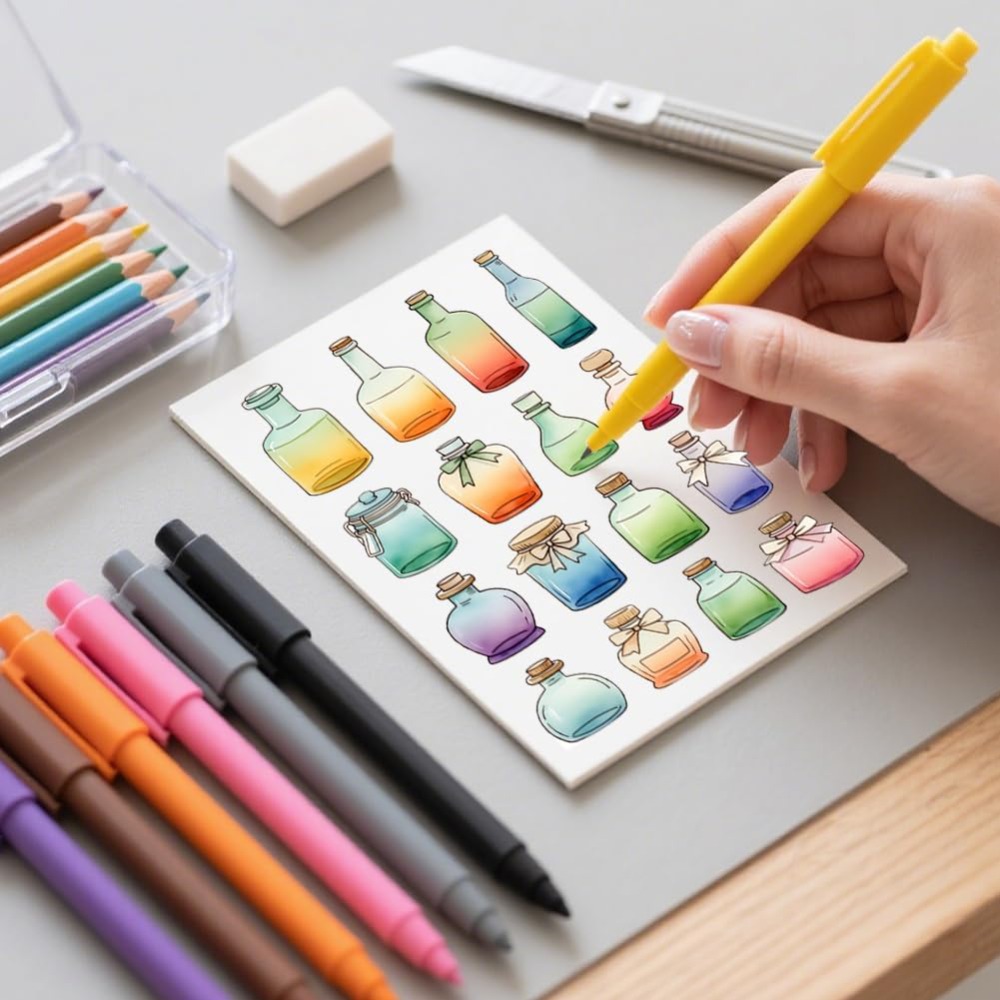 さまざまなボトルスタイルのクリアスタンプ、ガラスボトルとイン - Stamping Ink Pad のレビューと価格