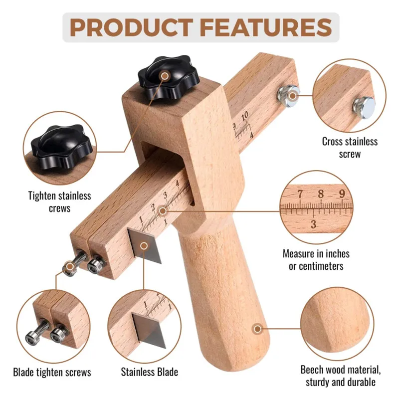 5ブレードの革と革のベルトカッター,調整可能なストラップ付き - Leather Tooling Kit のレビューと価格